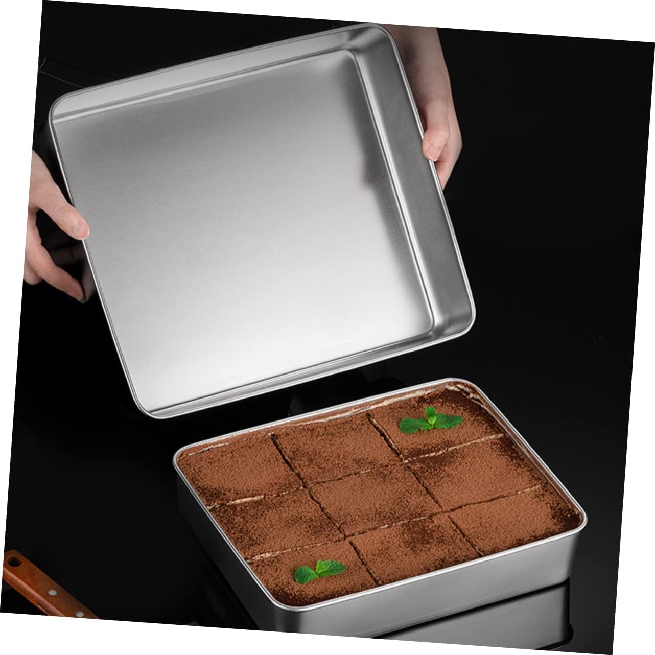 Stainless Steel Tiramisu Cake Pan Baking Molds - Set of 2 for DIY Cakes and Desserts