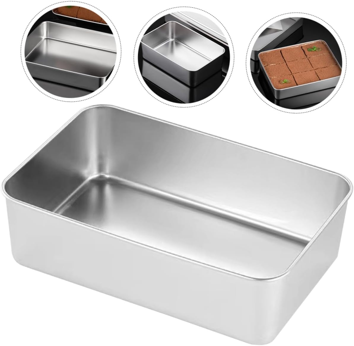 Stainless Steel Tiramisu Cake Pan Baking Molds - Set of 2 for DIY Cakes and Desserts