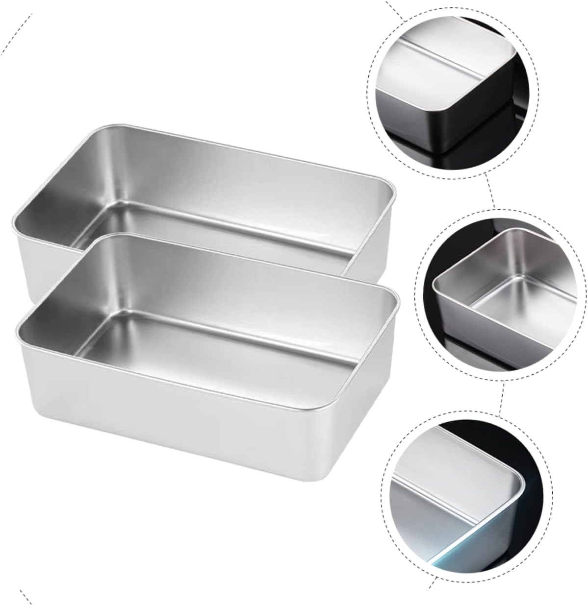 Stainless Steel Tiramisu Cake Pan Baking Molds - Set of 2 for DIY Cakes and Desserts