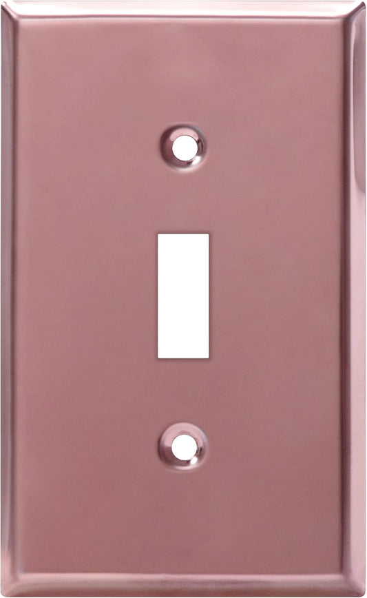 Stainless Steel Toggle Light Switch Wall Plate, Corrosion Resistant, 1-Gang 4.50" x 2.76", Polished Rose Gold - ENERLITES 7711-PRG
