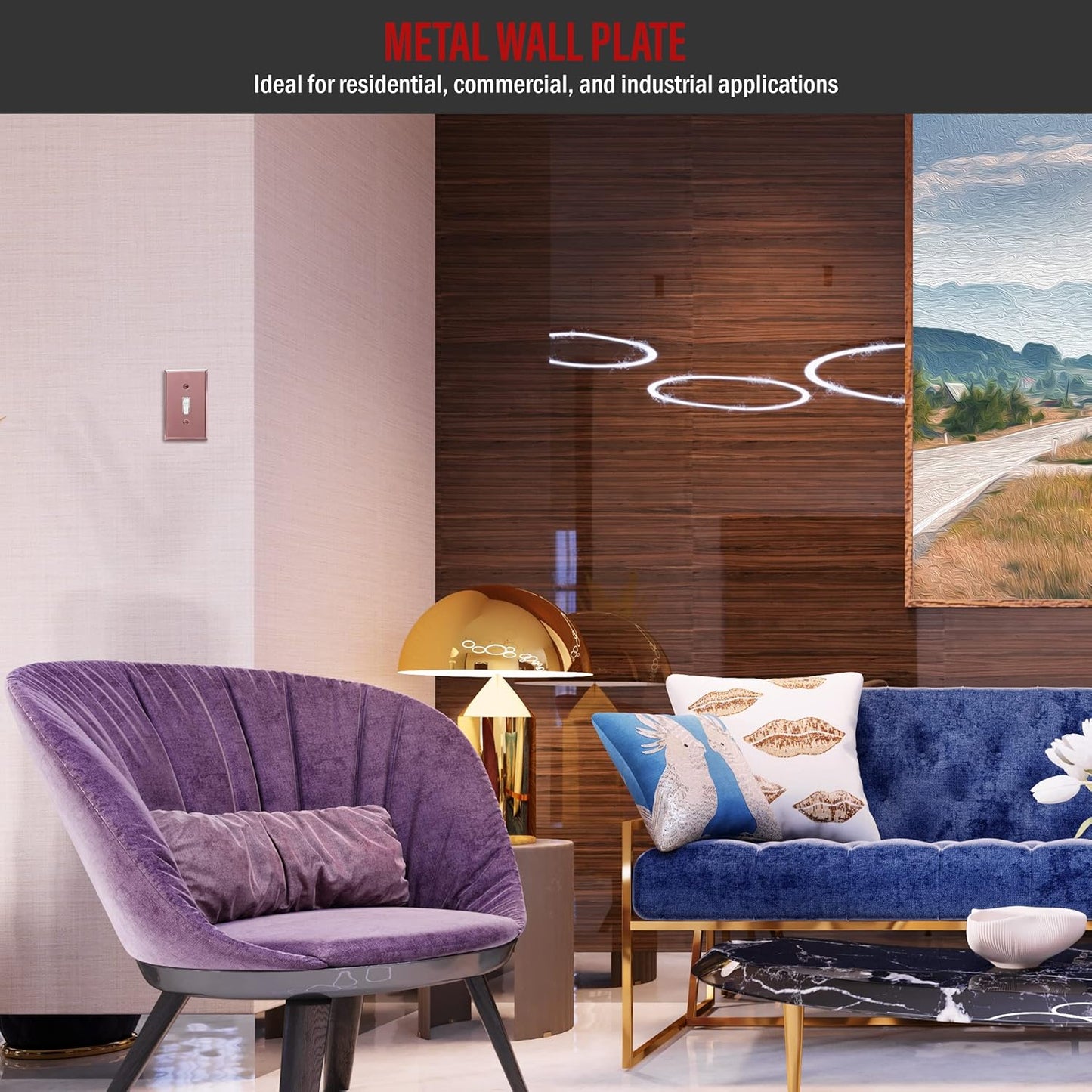 Stainless Steel Toggle Light Switch Wall Plate, Corrosion Resistant, 1-Gang 4.50" x 2.76", Polished Rose Gold - ENERLITES 7711-PRG