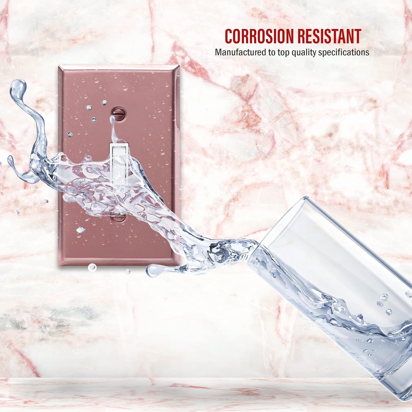 Stainless Steel Toggle Light Switch Wall Plate, Corrosion Resistant, 1-Gang 4.50" x 2.76", Polished Rose Gold - ENERLITES 7711-PRG