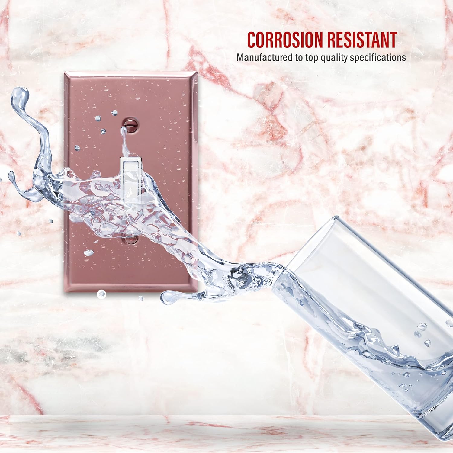 Stainless Steel Toggle Light Switch Wall Plate, Corrosion Resistant, 1-Gang 4.50" x 2.76", Polished Rose Gold - ENERLITES 7711-PRG