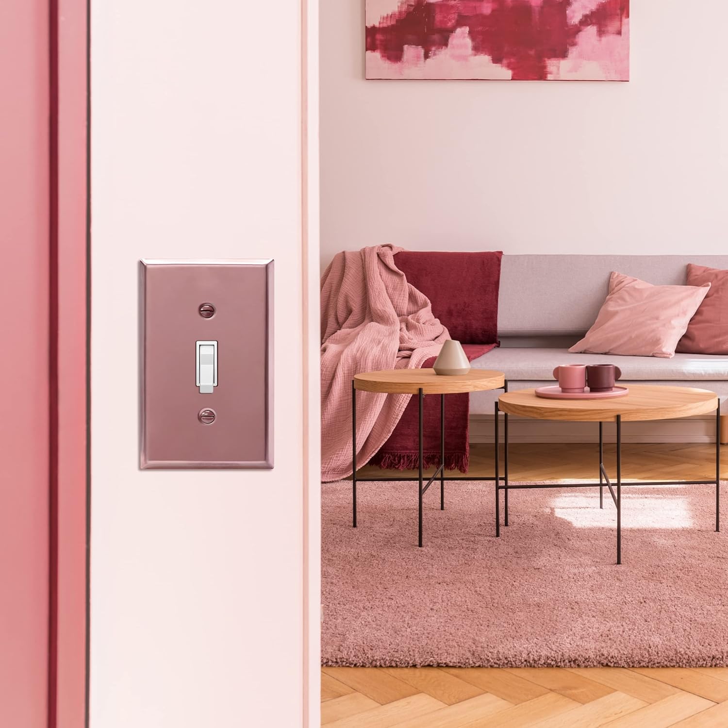 Stainless Steel Toggle Light Switch Wall Plate, Corrosion Resistant, 1-Gang 4.50" x 2.76", Polished Rose Gold - ENERLITES 7711-PRG