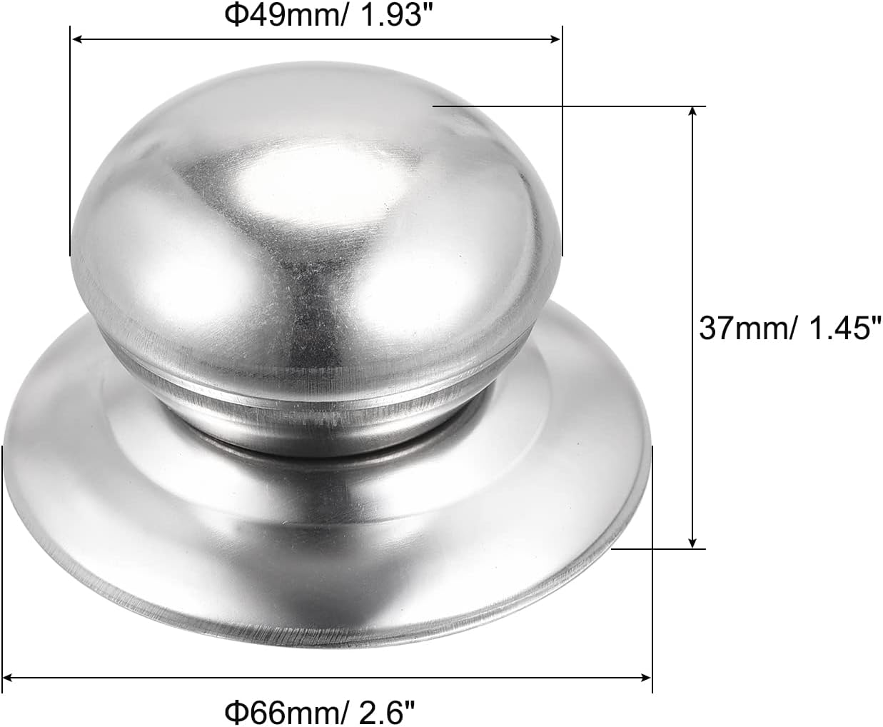 Stainless Steel Universal Pot Lid Knob Replacement 66x49x37mm - Pack of 2
