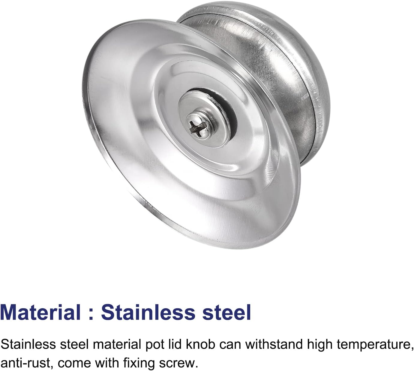 Stainless Steel Universal Pot Lid Knob Replacement 66x49x37mm - Pack of 2