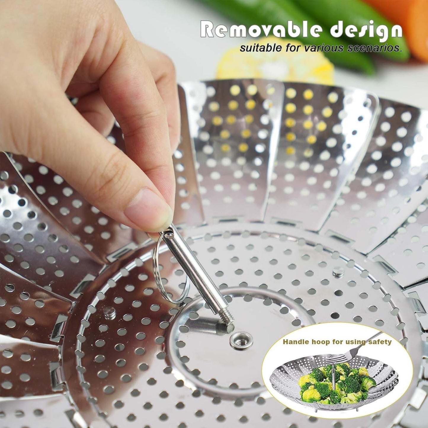 Stainless Steel Vegetable Steamer Basket - Folding Expandable Design Fits Various Pot Sizes - Premium Veggie Steamer for Healthy Cooking
