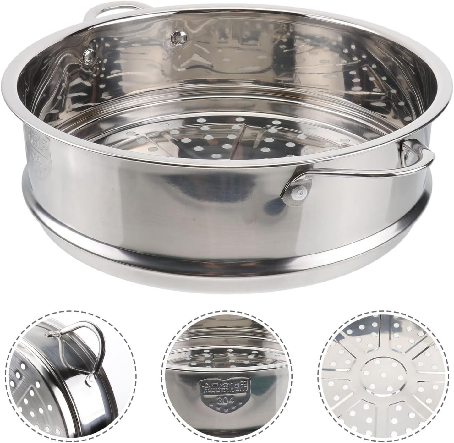 Stainless Steel Vegetable Steamer Pot with Basket Insert - 22cm, Kitchen Saucepot for Dim Sum, Dumplings, and Buns by DOITOOL