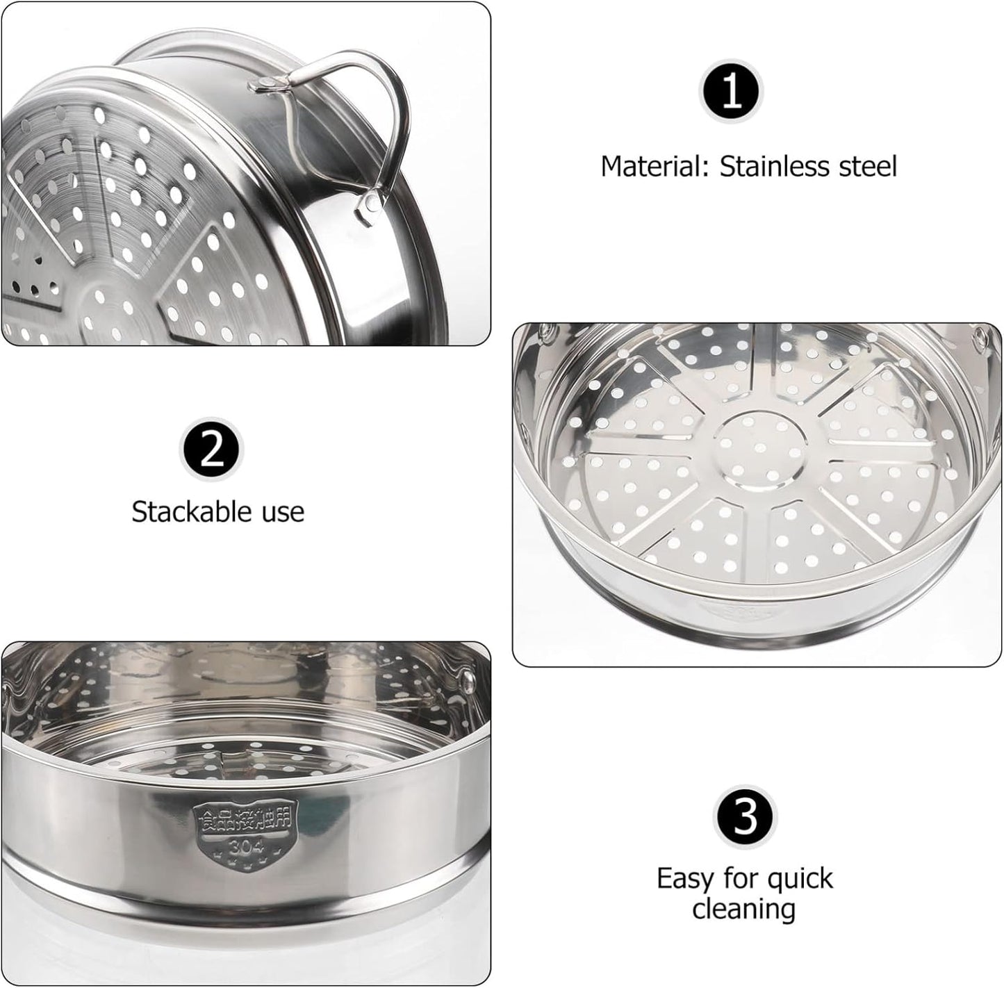 Stainless Steel Vegetable Steamer Pot with Basket Insert - 22cm, Kitchen Saucepot for Dim Sum, Dumplings, and Buns by DOITOOL