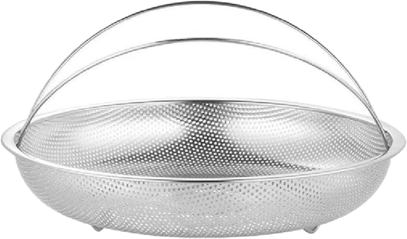 Stainless Steel Veggie Steamer Basket with Handle - Round Mesh Net Strainer for Dumpling Cooking