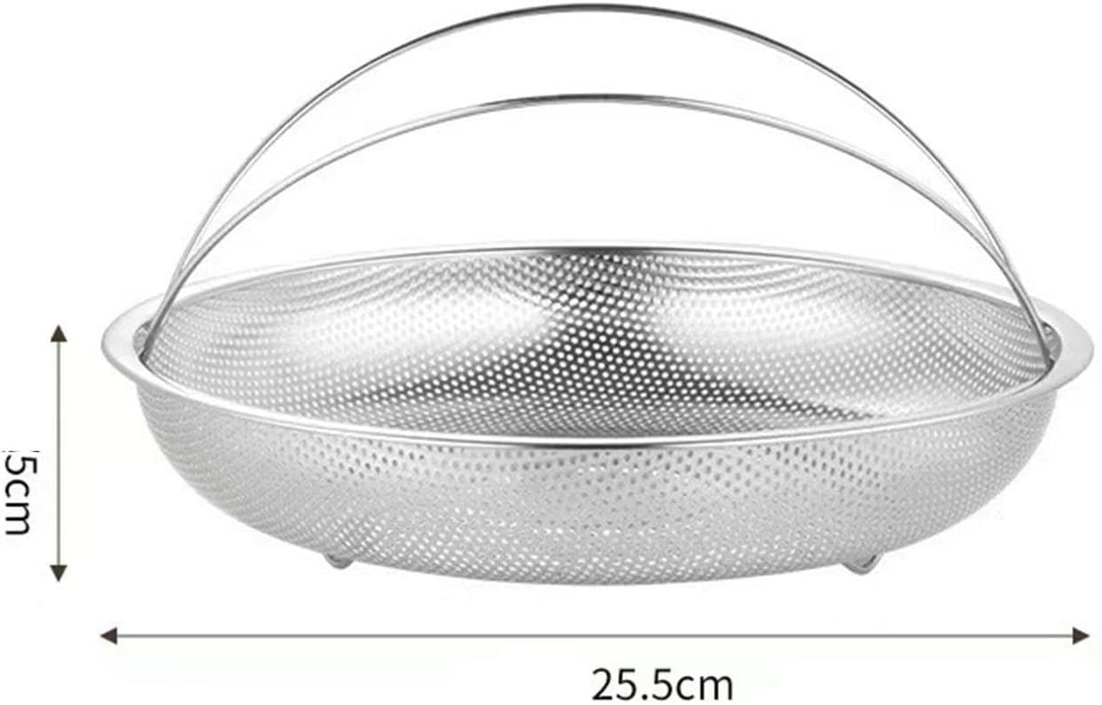 Stainless Steel Veggie Steamer Basket with Handle - Round Mesh Net Strainer for Dumpling Cooking