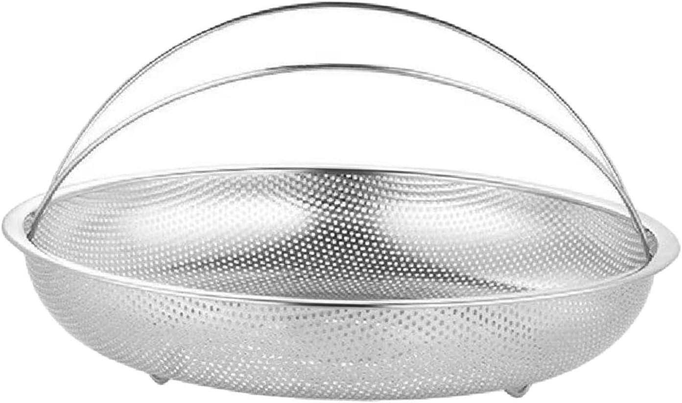 Stainless Steel Veggie Steamer Basket with Handle - Round Mesh Net Strainer for Dumpling Cooking