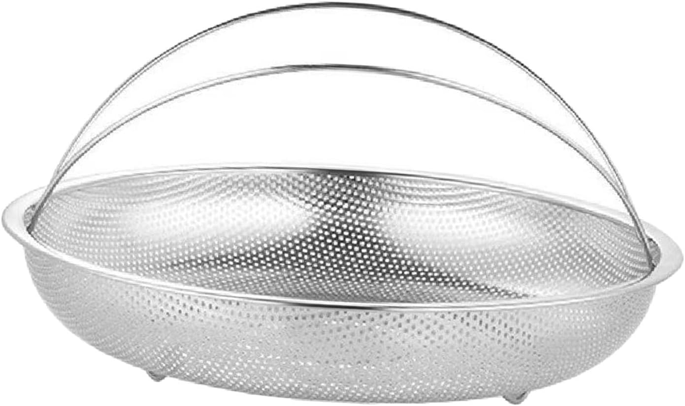 Stainless Steel Veggie Steamer Basket with Handle - Round Mesh Net Strainer for Dumpling Cooking