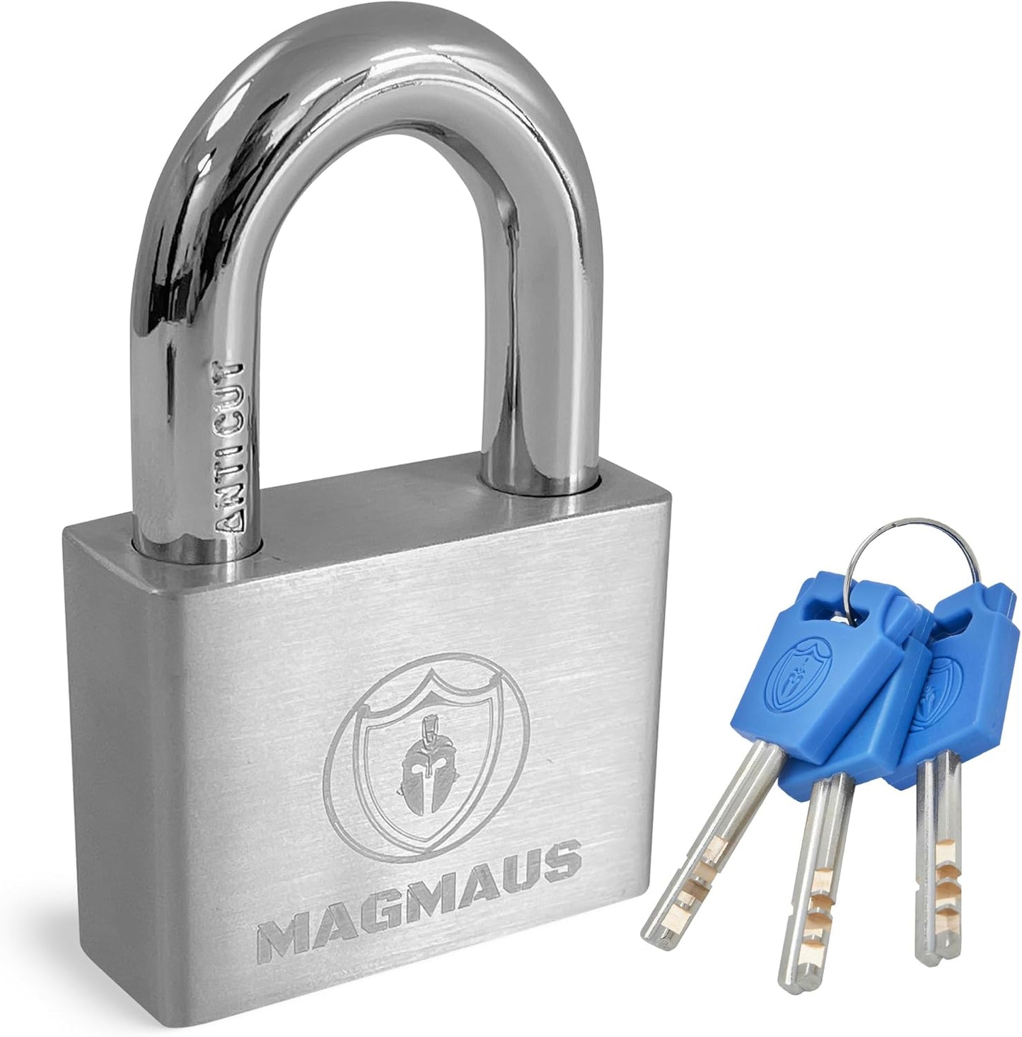 Stainless Steel Weatherproof Padlock with Anti-Cut Shackle for Outdoor Use - Heavy Duty Lock for Storage Unit, Shipping Container, Gate - Includes 3 Keys by Magmaus®