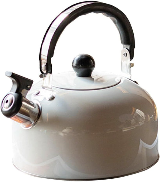 Stainless Steel Whistle Tea Kettle Stovetop for Boiling Water Coffee or Milk - White Color