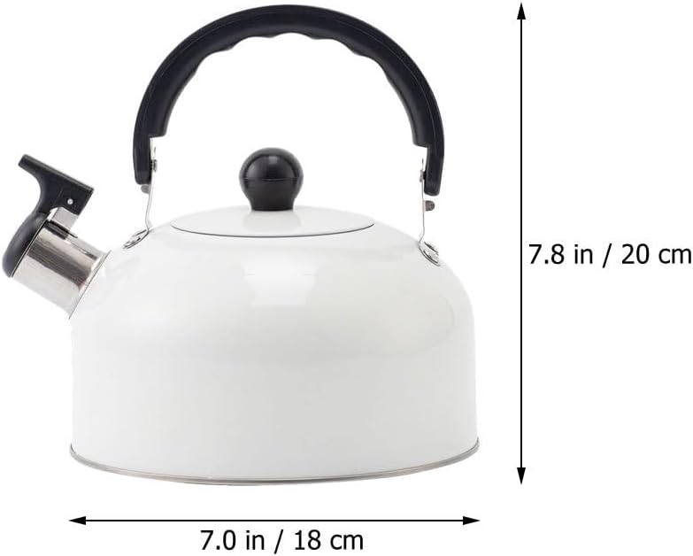 Stainless Steel Whistle Tea Kettle Stovetop for Boiling Water Coffee or Milk - White Color