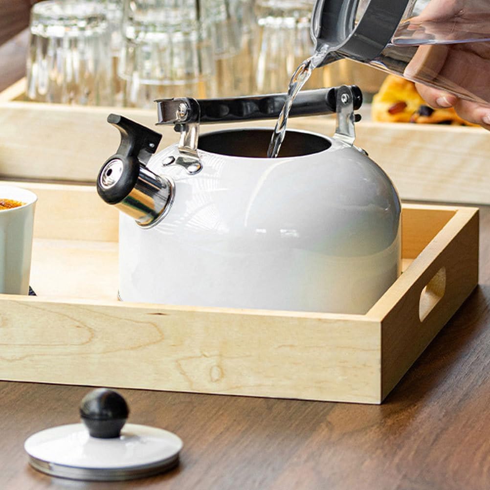 Stainless Steel Whistle Tea Kettle Stovetop for Boiling Water Coffee or Milk - White Color
