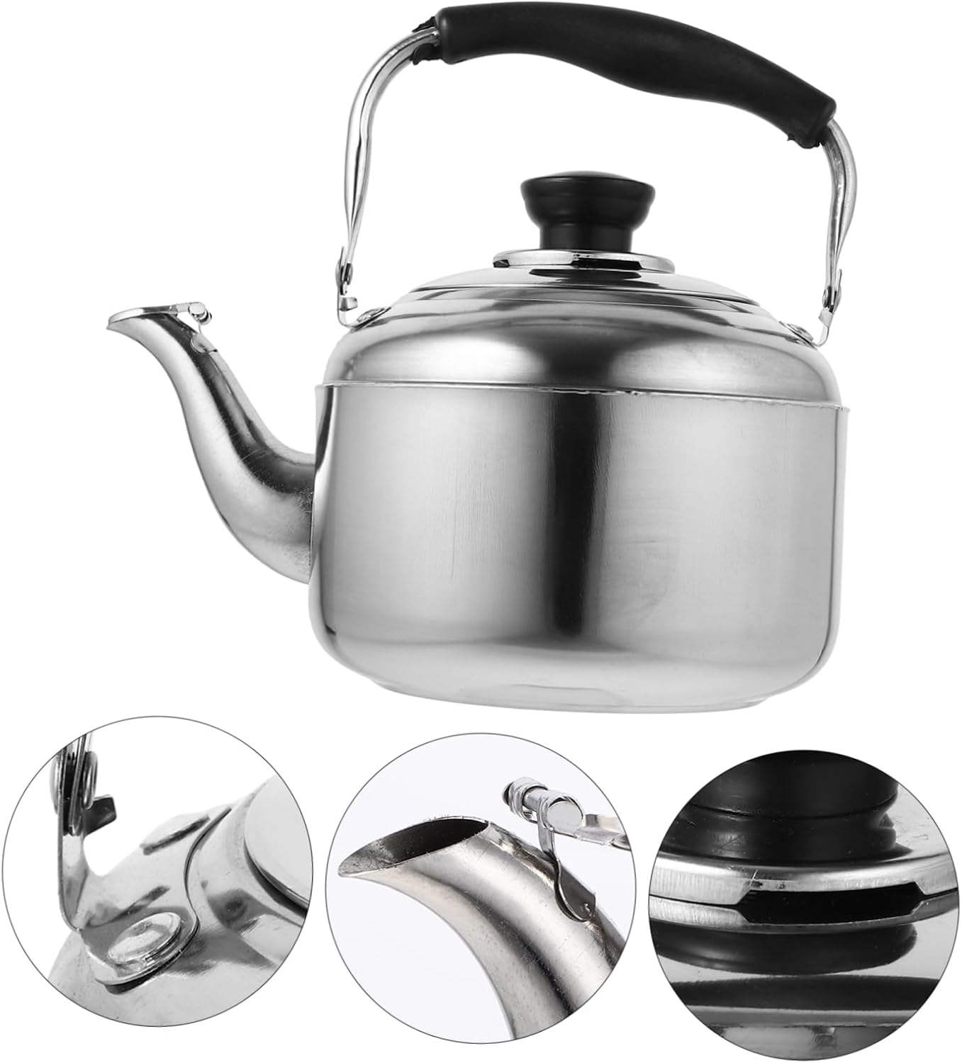 Stainless Steel Whistling Kettle for Gas Hob and Stove - Silver Chinese Teapot Water Boiler