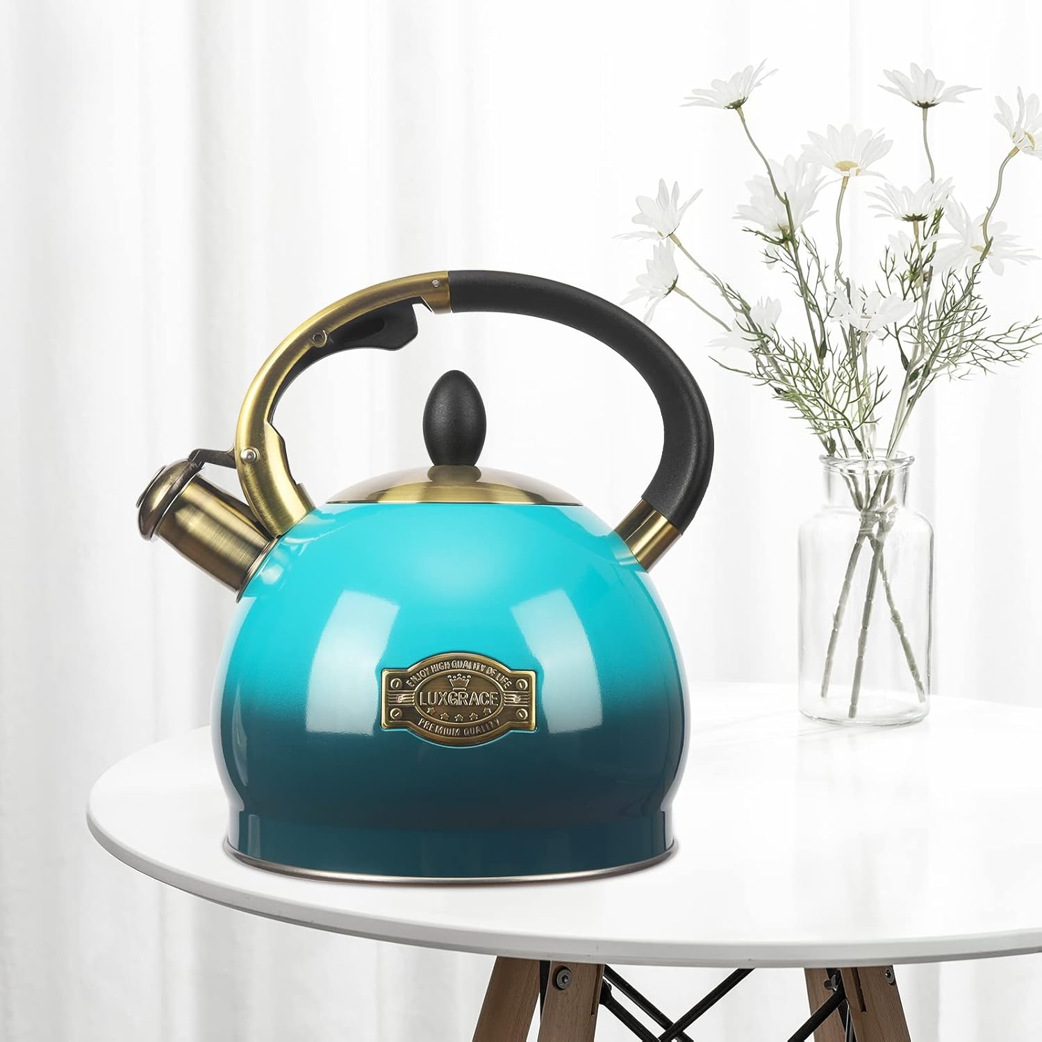 Stainless Steel Whistling Tea Kettle - Classic Design with Cool Grip - 3 Quart Capacity for Stovetop Brewing