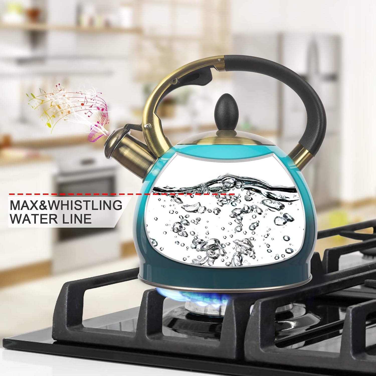 Stainless Steel Whistling Tea Kettle - Classic Design with Cool Grip - 3 Quart Capacity for Stovetop Brewing