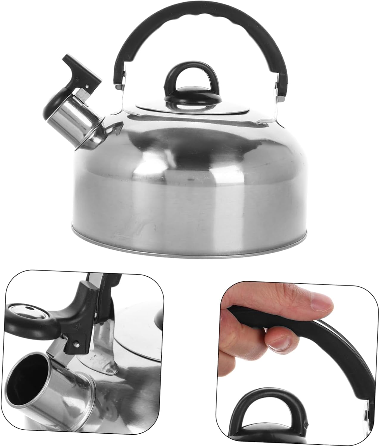 Stainless Steel Whistling Tea Kettle for Gas Stoves - Stovetop Coffee Pot and Tea Pot Set for Home Brewing