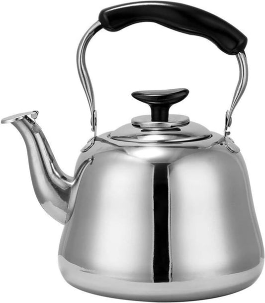Stainless Steel Whistling Tea Kettle for Household and Kitchen Use - 3L-1L Teapot for Brewing Coffee, Tea, and Espresso on All Stove Types