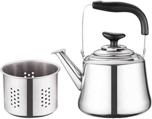 Stainless Steel Whistling Tea Kettle for Stove Top - Portable Kitchen Water Pot with Whistle - Household Teakettle for Home