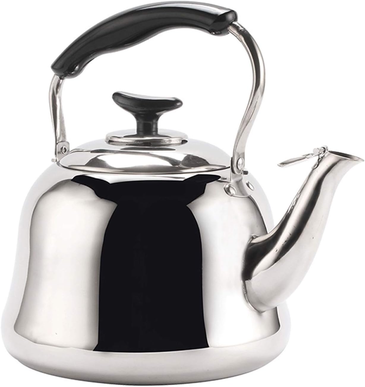 Stainless Steel Whistling Tea Kettle for Stove Top with Ergonomic Handle - 5L Silver