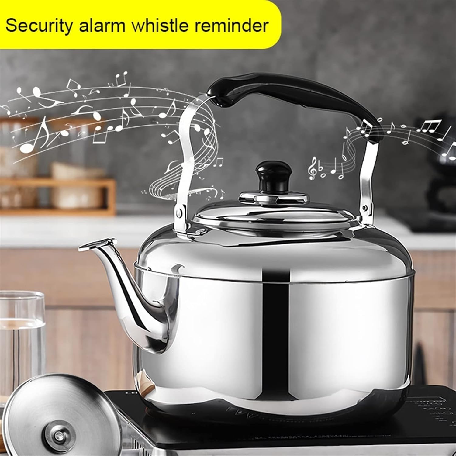 Stainless Steel Whistling Tea Kettle for Stove Tops - Food Grade Teapot for Gas, Induction, Electric Stoves - 4L Capacity