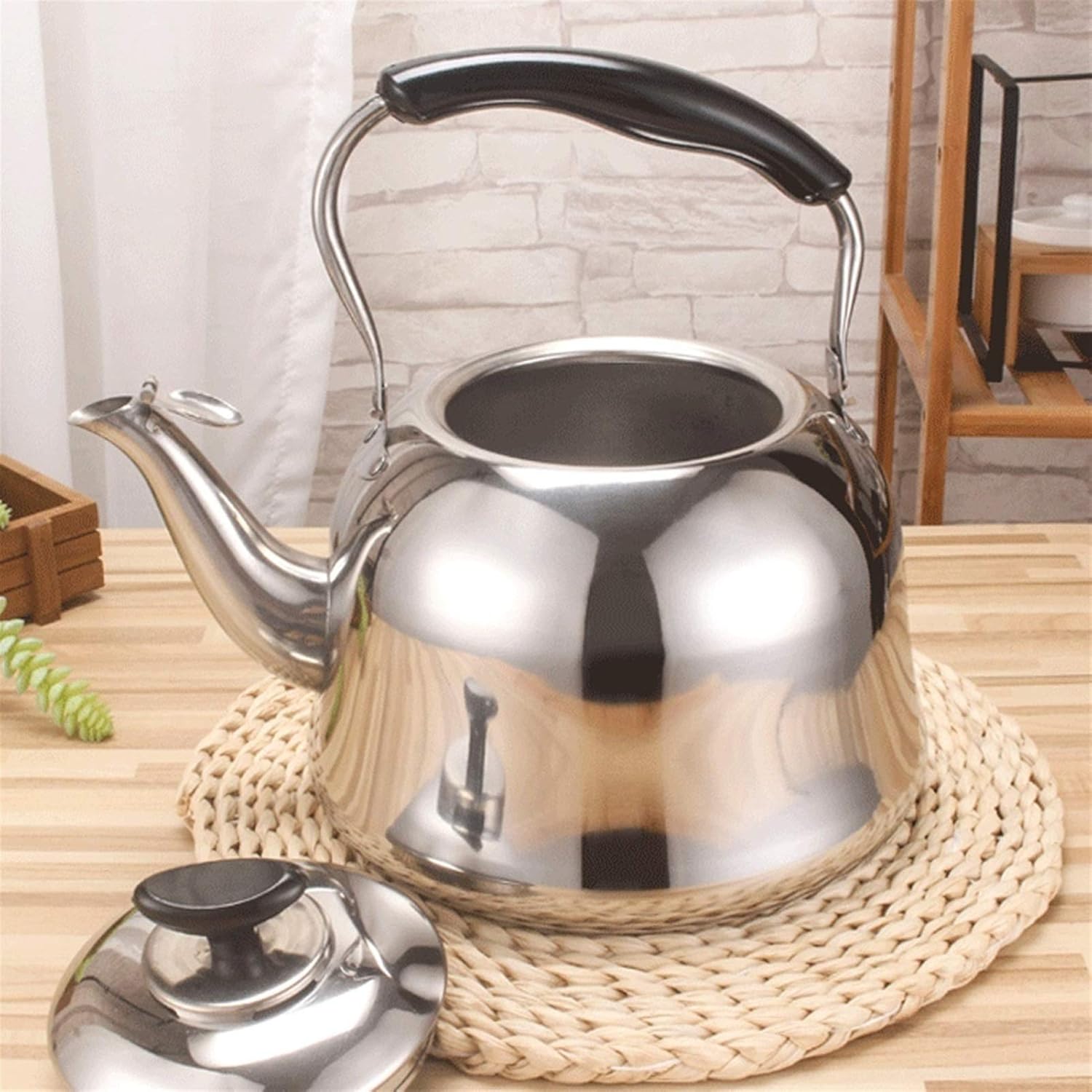 Stainless Steel Whistling Tea Kettle for Stove Top with Ergonomic Handle - 5L Silver