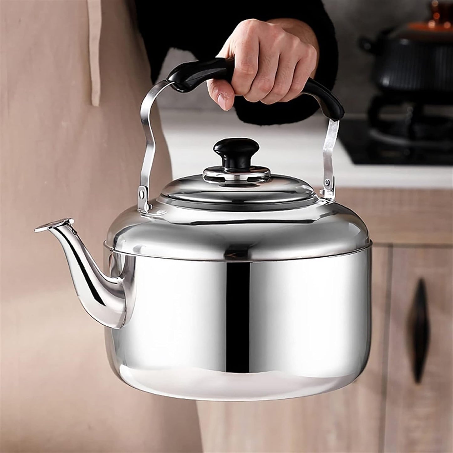 Stainless Steel Whistling Tea Kettle for Stove Tops - Food Grade Teapot for Gas, Induction, Electric Stoves - 4L Capacity
