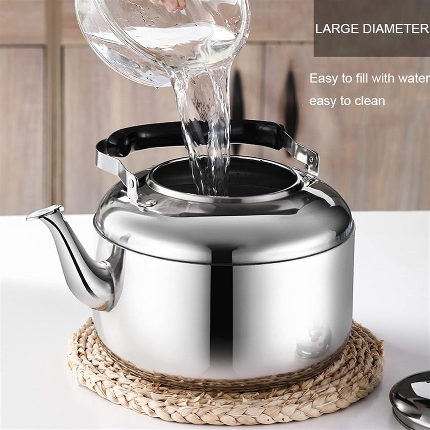 Stainless Steel Whistling Tea Kettle for Stove Tops - Food Grade Teapot for Gas, Induction, Electric Stoves - 4L Capacity
