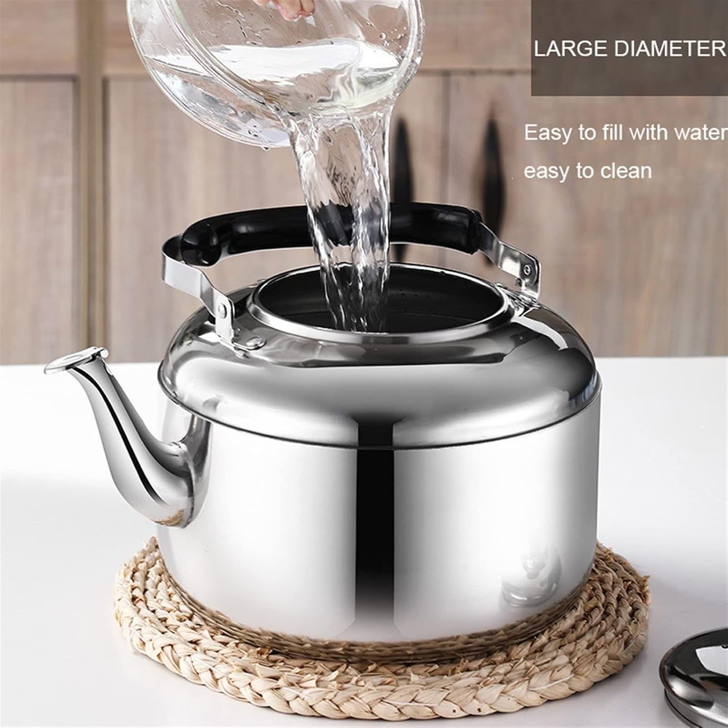 Stainless Steel Whistling Tea Kettle for Stove Tops - Food Grade Teapot for Gas, Induction, Electric Stoves - 4L Capacity