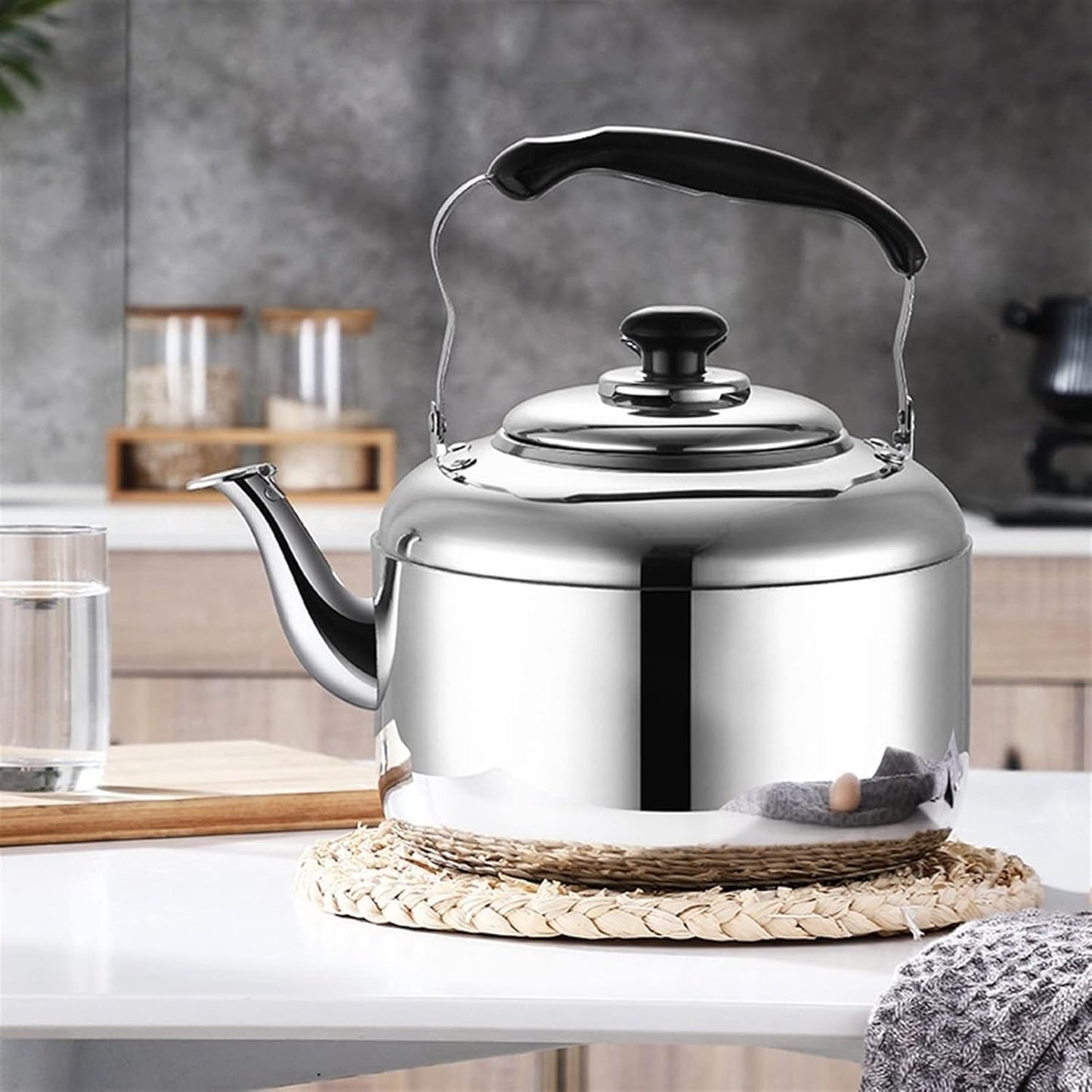 Stainless Steel Whistling Tea Kettle for Stove Tops - Food Grade Teapot for Gas, Induction, Electric Stoves - 4L Capacity