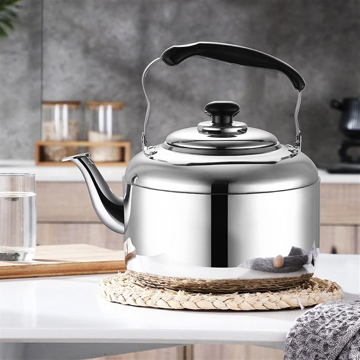 Stainless Steel Whistling Tea Kettle for Stove Tops - Food Grade Teapot for Gas, Induction, Electric Stoves - 4L Capacity