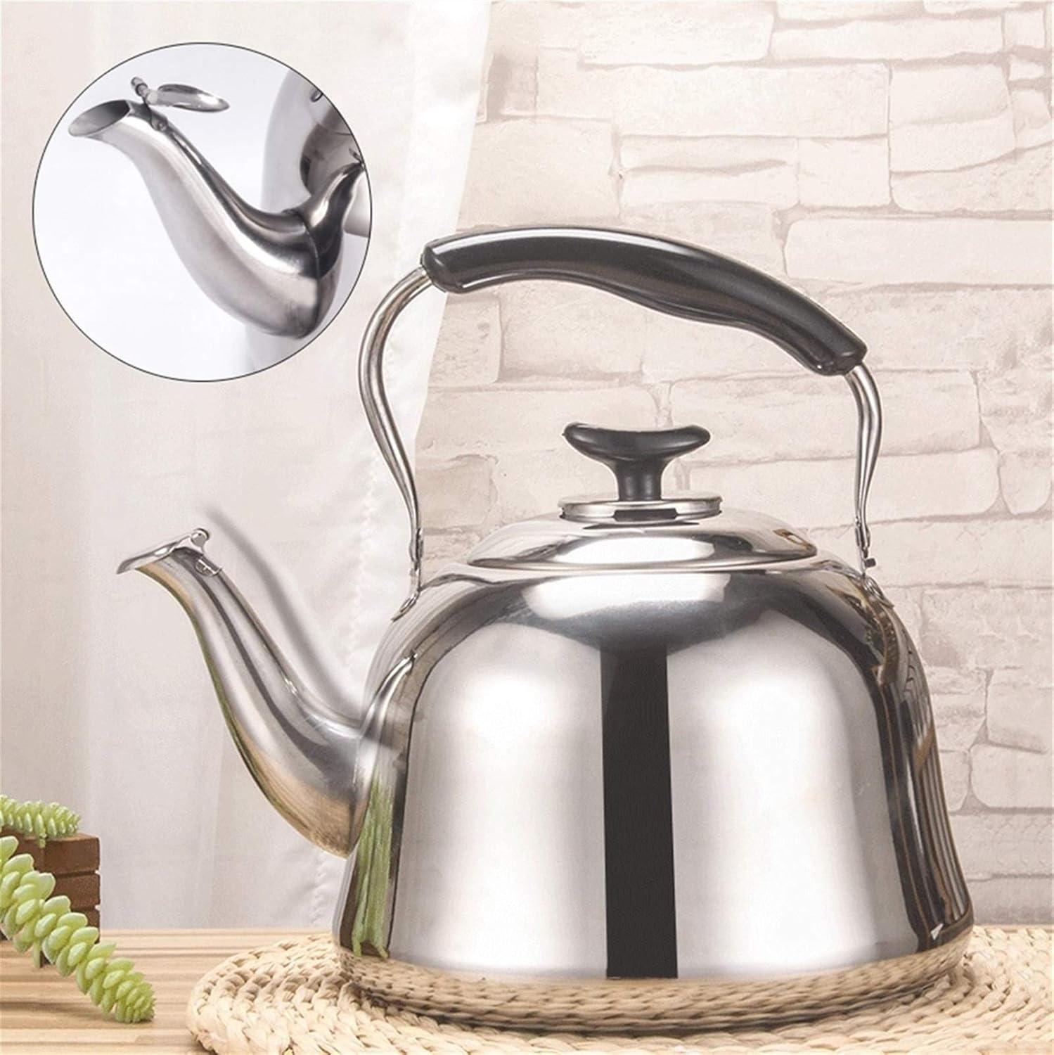 Stainless Steel Whistling Tea Kettle for Stove Top with Ergonomic Handle - 5L Silver