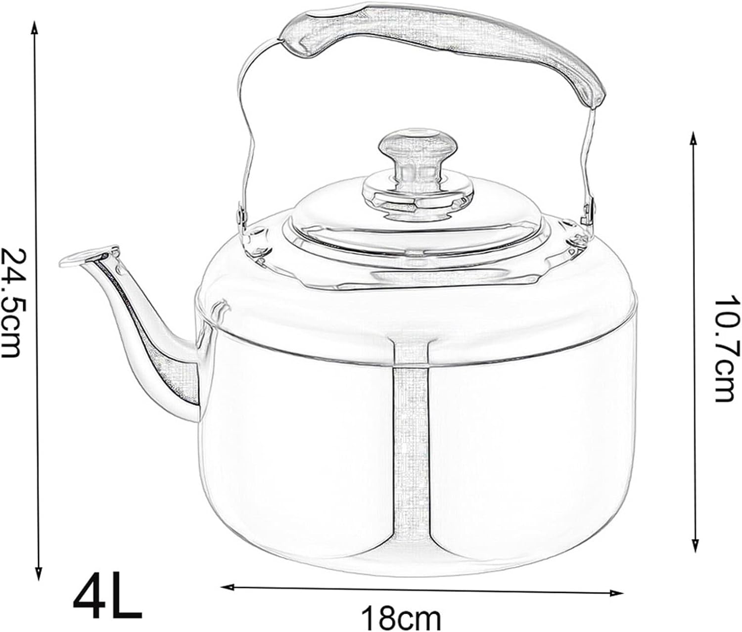 Stainless Steel Whistling Tea Kettle for Stove Tops - Food Grade Teapot for Gas, Induction, Electric Stoves - 4L Capacity