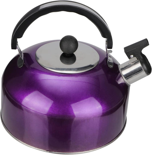 Stainless Steel Whistling Tea Kettle with Handle for Home Outdoor Camping - Purple Color