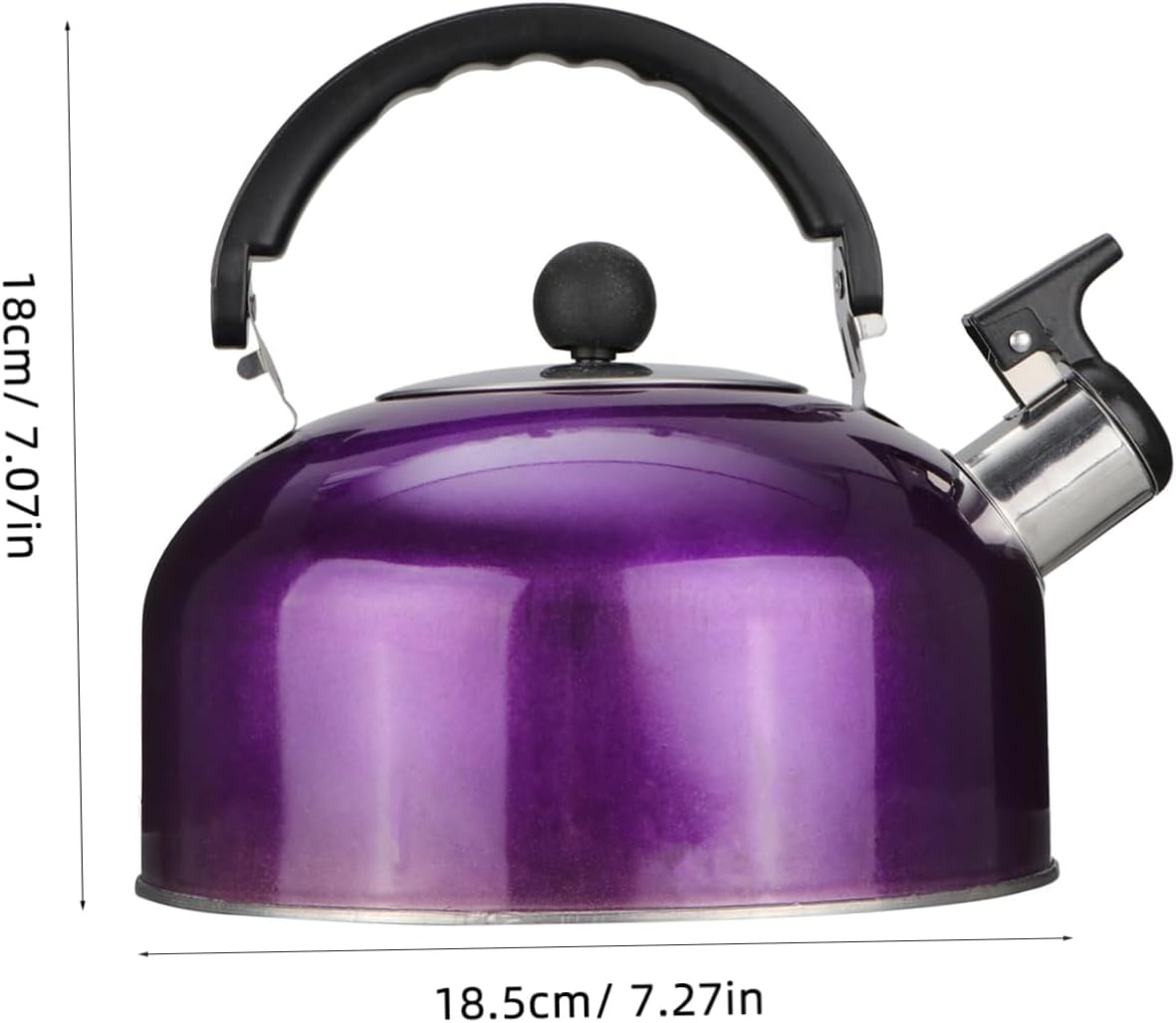 Stainless Steel Whistling Tea Kettle with Handle for Home Outdoor Camping - Purple Color