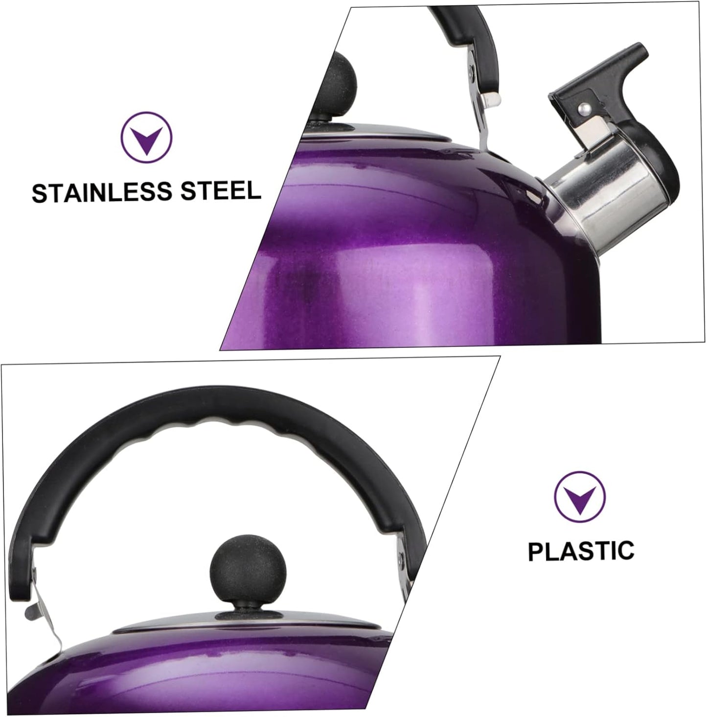 Stainless Steel Whistling Tea Kettle with Handle for Home Outdoor Camping - Purple Color