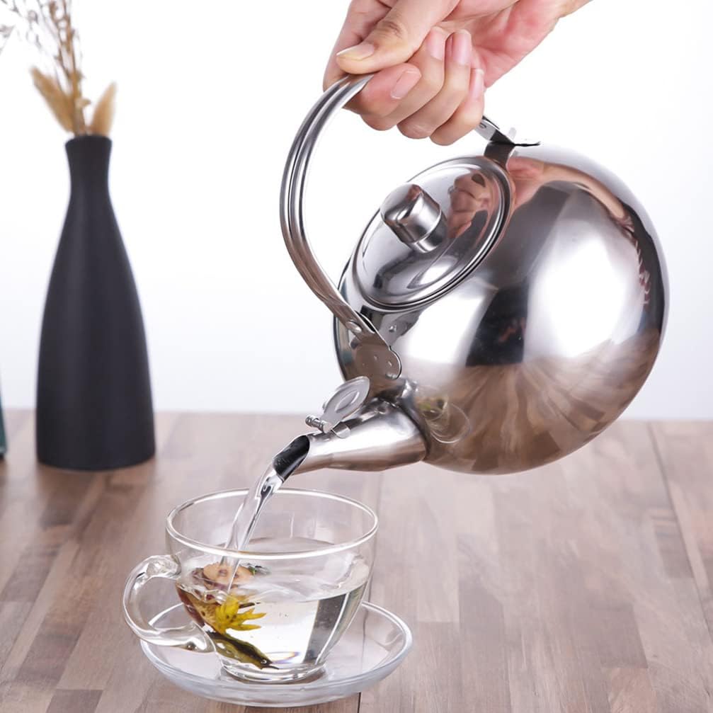 Stainless Steel Whistling Tea Kettle with Infuser - Durable Stovetop Pot for Loose Leaf Tea Brewing and Tea Warmer