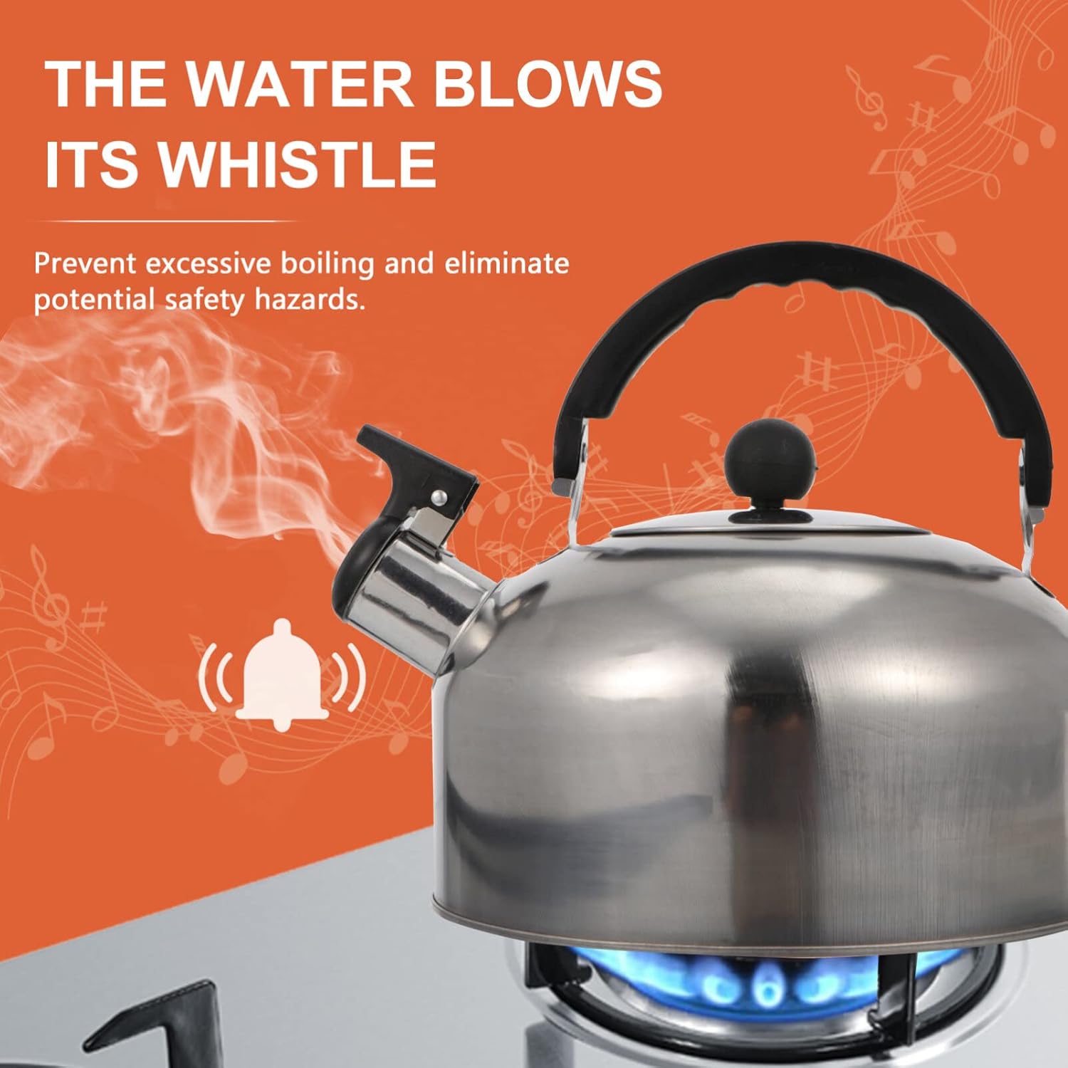 Stainless Steel Whistling Teapot Kettle for Stovetop - Classic 2QT Boiling Teapot with Handle