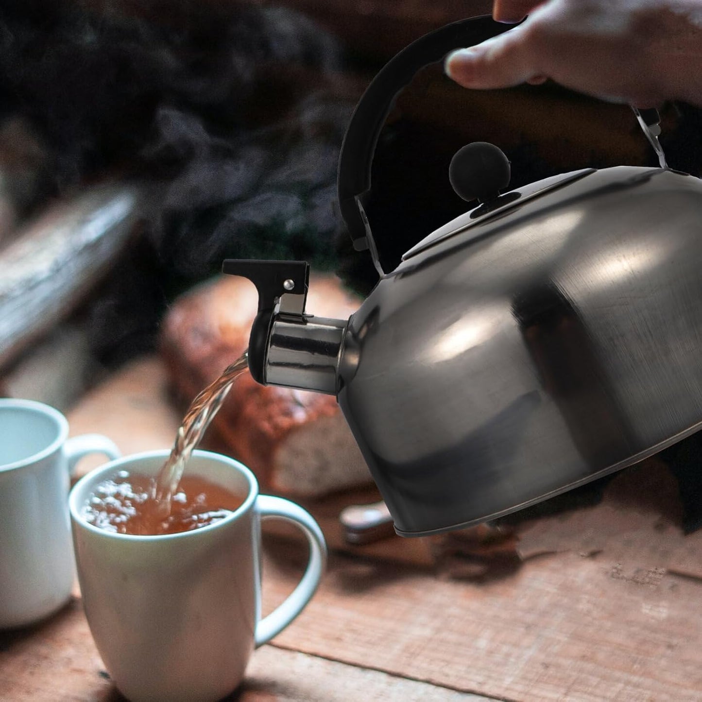 Stainless Steel Whistling Teapot Kettle for Stovetop - Classic 2QT Boiling Teapot with Handle