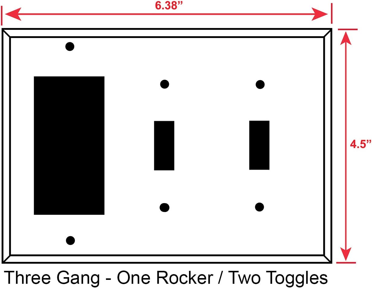 Stainless Steel White Painted 3-Gang Combination Wall Plate - Rocker/GFCI & 2 Toggle Switches - UL Listed, 4.5 x 6.38 Inches - Made in USA