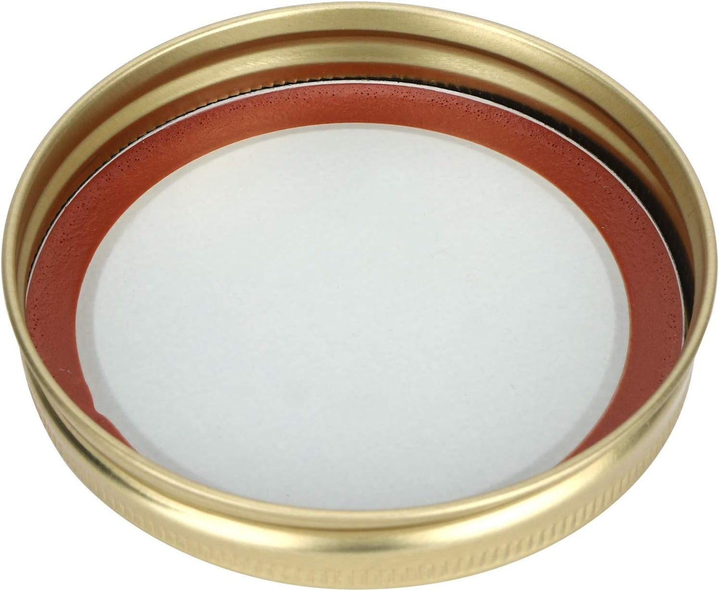 Stainless Steel Wide Mouth Mason Jar Lids Set - 12pcs Leakproof Canning Lids & Rings for 86mm Jars - Split Type Sealing Covers in Gold