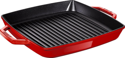 Staub Dust Rectangular Griddle with Two Handles, 33 cm, Cast Iron, Cherry Red - Model 40511-784-0