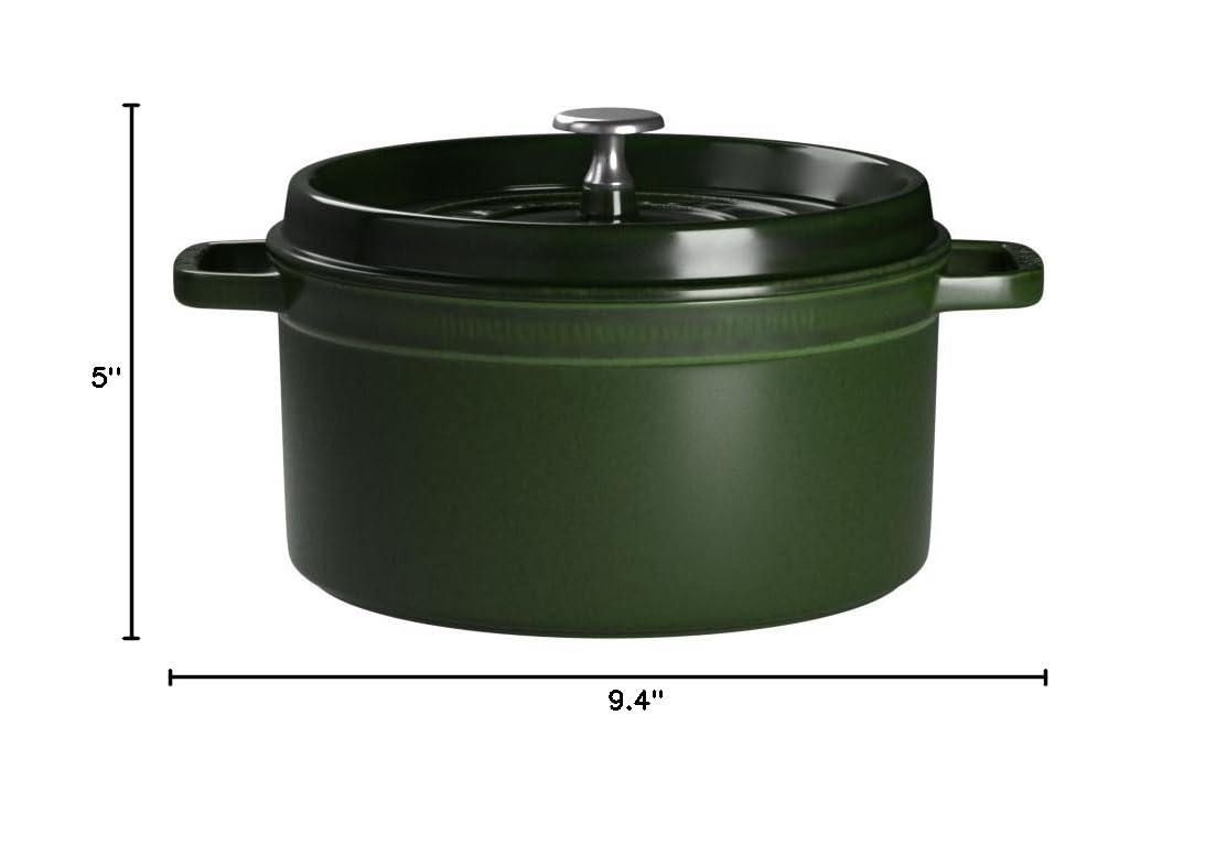 staub La Cocotte Round 40509-818 Pico Cocotte Basil Green 7.1" Enameled Pot - Japanese Induction Compatible