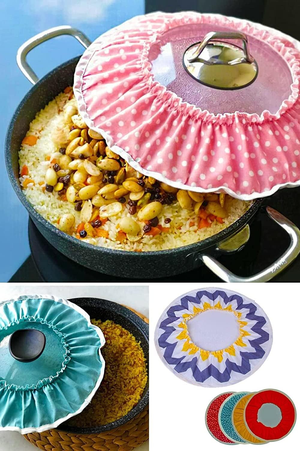 Steam Catcher for Rice - Cooking Cloth Lid Cover for Perfect Halva Rice, Mixed Color, 1 pc