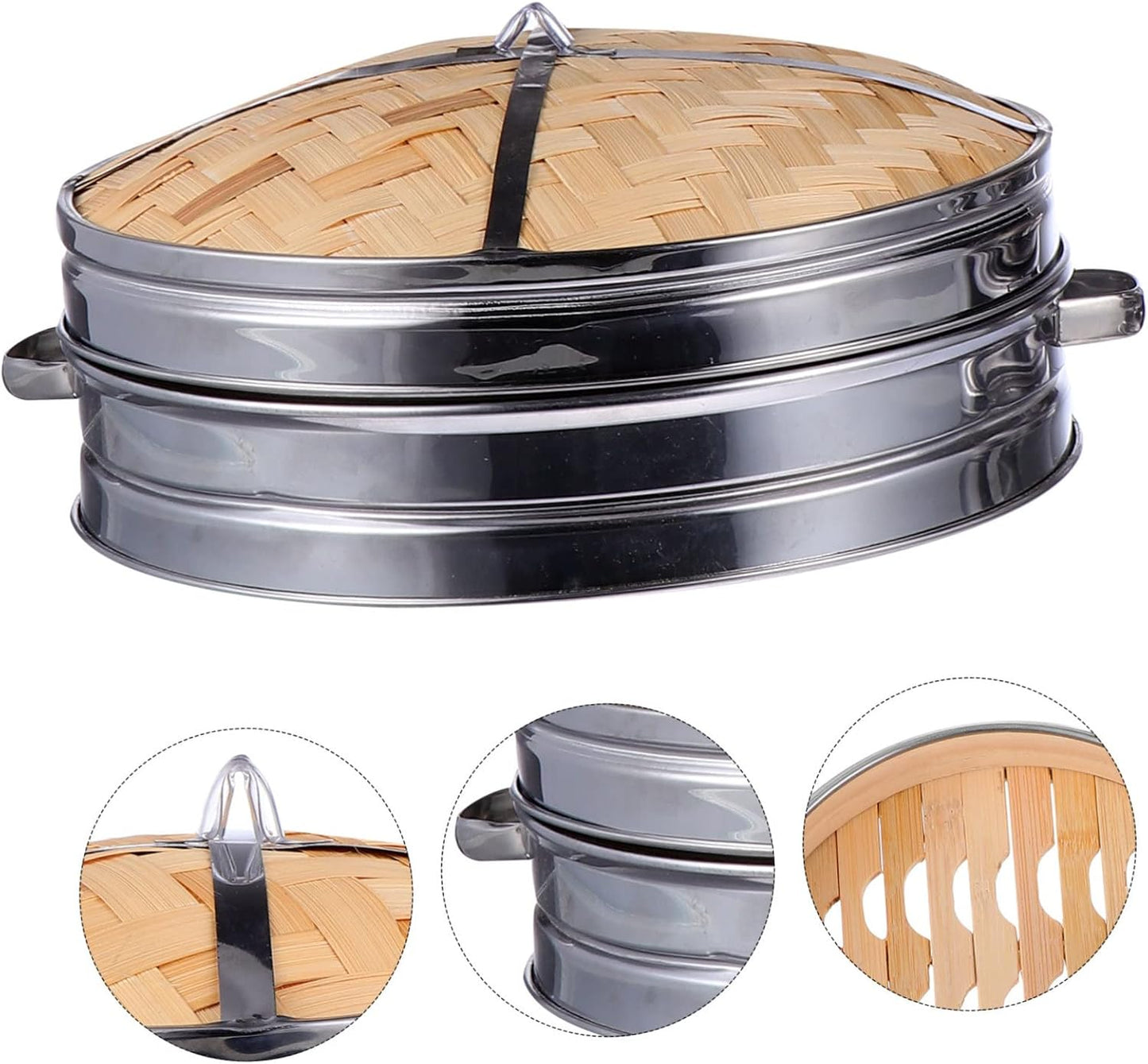 Steamer Cookware Set for Breakfast Bread with Lid - Kitchen Supplies for Dumplings and Bamboo Grids