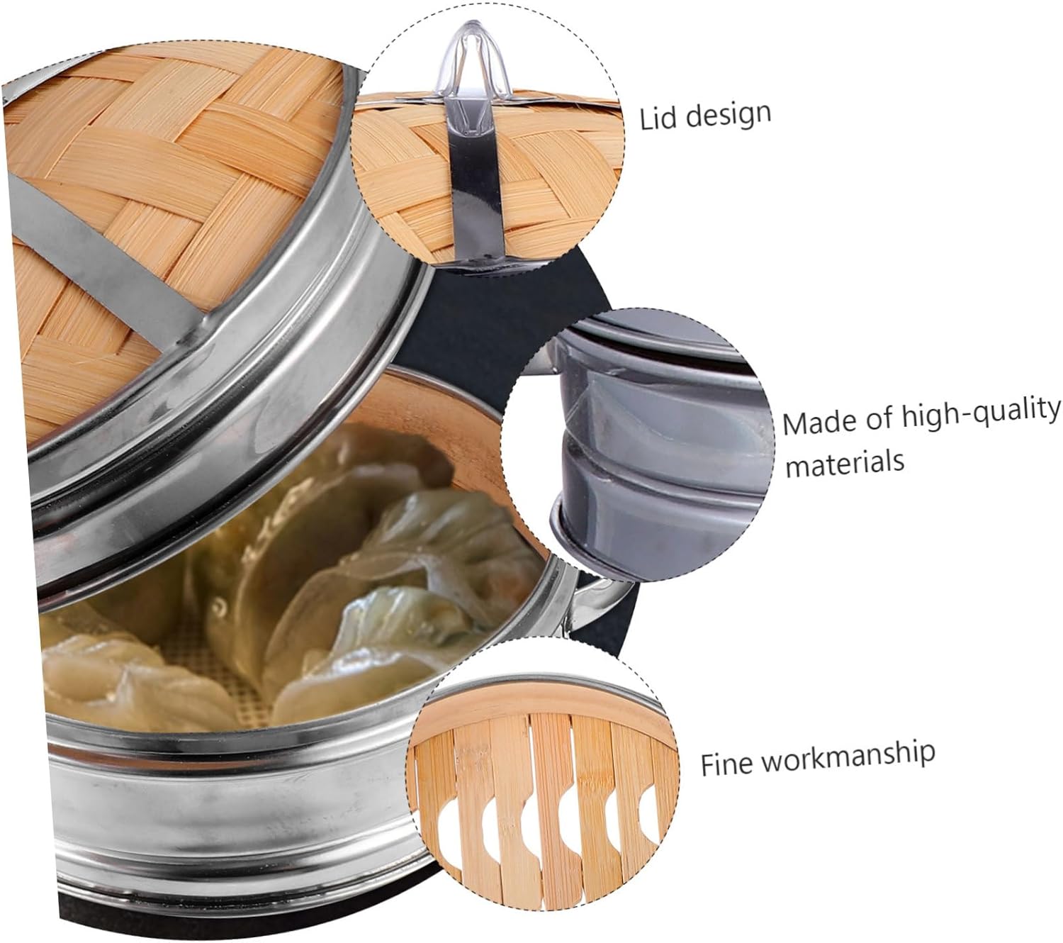 Steamer Cookware Set for Breakfast Bread with Lid - Kitchen Supplies for Dumplings and Bamboo Grids